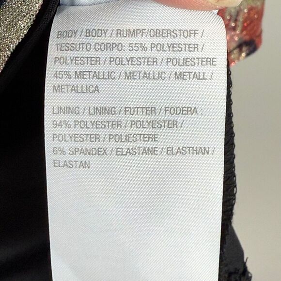 Susan Graver Occasions Top Women 1X Multicolor Foil Printed Tie Sleeves Glam NWT - Picture 8 of 10